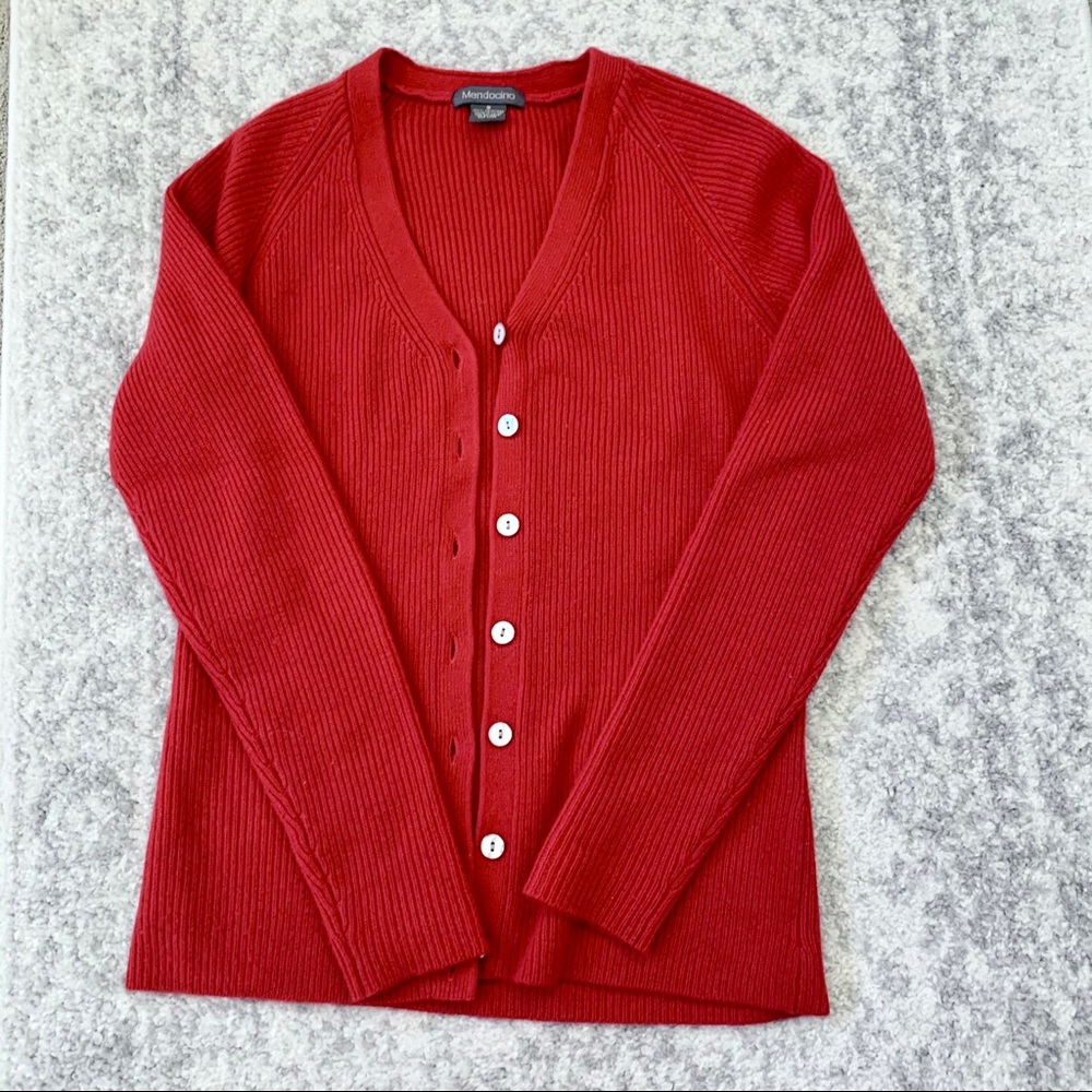 100% cashmere cardigan w/ mother of pearl buttons